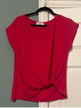 Gilli Women's Knot-Front Short Sleeve Pink Top